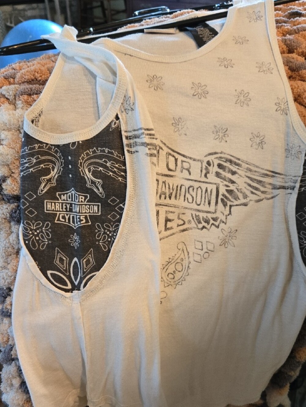 Harley-Davidson White Women's Graphic Tank with Black Accent Panels - Picture 2 of 4